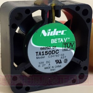 Nidec TA150DC C34792-33 12V 0.27A 3wires Cooling Fan